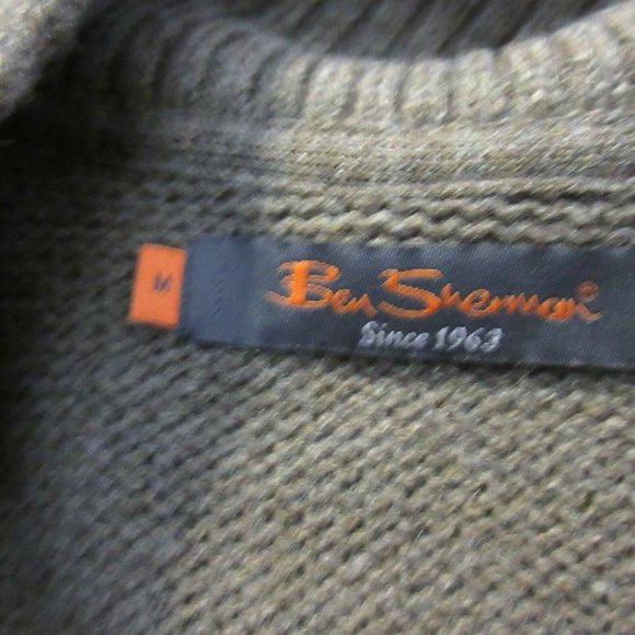 Ben Sherman Almond Wool Blend Rib Knit Shawl Collar Piped Sweater Jacket XL - Picture 9 of 11